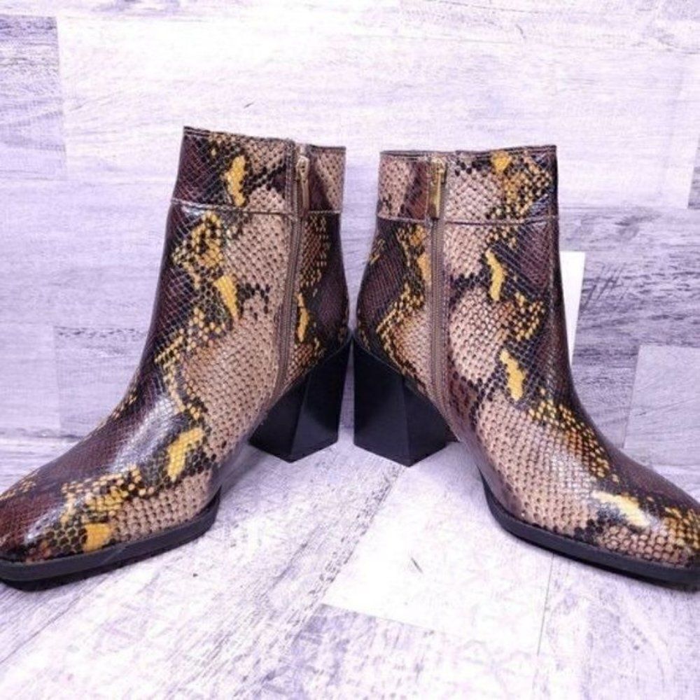 Franco Sarto Generous Snake Print Block Heel Ankl… - image 5